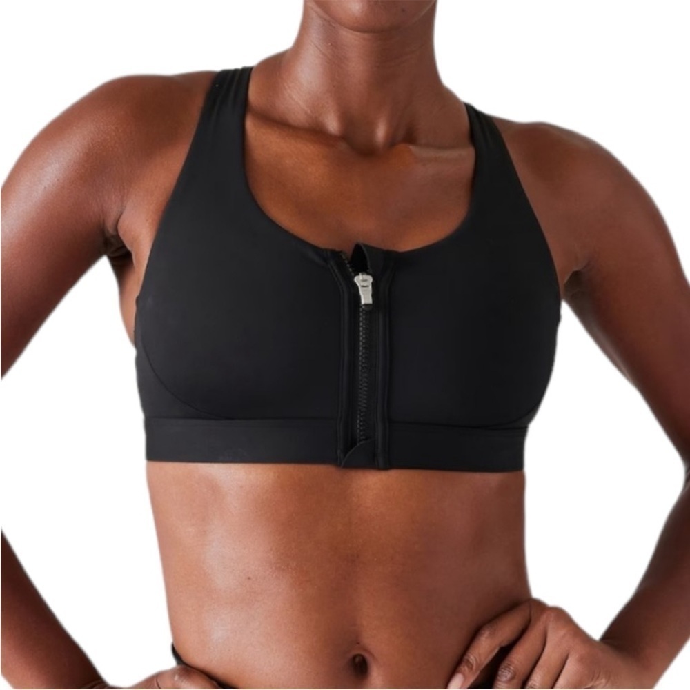 Ultimate Zip Front Sports Bra in Black A-C